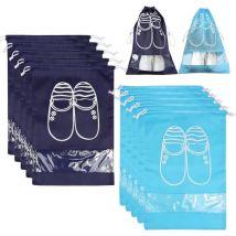 10 sac à chaussures sac de rangement sac sac à chaussures sac à chaussures sac en tissu de soin des chaussures sac de voyage (grand, 5 bleu et 5 bleu