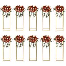 Gojoy - 10 soportes para flores de boda, floreros dorados, diseño geométrico, jarrón de flores, rectangular, estante de exhibición para bodas,