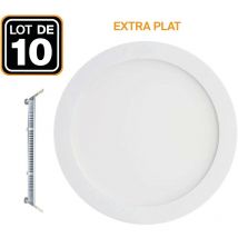Europalamp - 10 Spot Encastrable led 15W Rond Extra-Plat Blanc Neutre 4500K