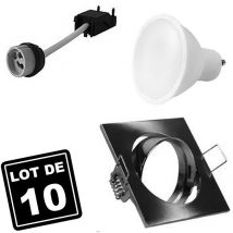 Europalamp - 10 Spots 5W Blanc Froid carré encastrable orientable Alu brossé avec GU10 led 6000k - Blanc Froid 6000k