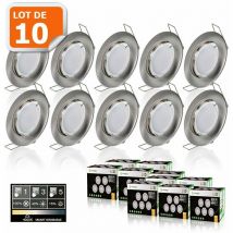 Lampesecoenergie - 10 Spots led 3-step dimmable sans variateur 7w eq.56w blanc neutre finition alu brossé