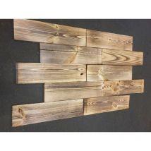 10 Stück neue breite geflammte Holzbretter König 12,5 x 48cm aus Nadelholz