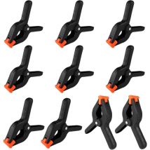 Jalleria - 10 Stück Federklammern, robuste Nylon-Federklammern, Klemme mit beweglichen Backen, schwarze Kunststoff-Nylon-Federklammern, für