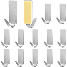 10 Stück Haken Selbstklebend Edelstahl, Handtuchhaken Ohne Bohren, Wandhaken Klebehaken aus Edelstahl für Haus, Küche, Bad