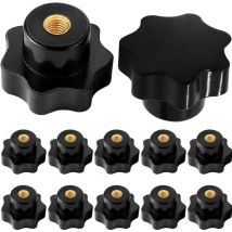 XVX - 10 pezzi M6 manopole a stella, M6 vite femmina manopola di serraggio filettatura zigrinata, per macchina utensile attrezzatura meccanica,