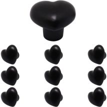 10 Stück Möbelknöpfe Herzform Keramik Schubknöpfe mit Schrauben Griffe für Kinderzimmer Schränke Bücherregal - Schwarz