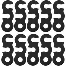 Gotrays - 10 Stück Seilspanner aus Aluminiumlegierung, Kordelversteller, einfache Bedienung, stabile Fixierung, Campingzubehör für Wanderzelt, schwarz