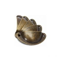 Shining House - 10 Stück Vintage-Muschelgriffe für Schubladen, Schränke, Küchenmöbel, gebogener Eisen-Retro-Schrank-Türknauf, 8,2 cm x 3,5 cm,