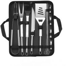 Aiperq - 10-teiliges professionelles Grillzubehör aus Edelstahl – Grillutensilien mit tragbarer Tasche – Grillwerkzeug-Set für Männer, Outdoor,