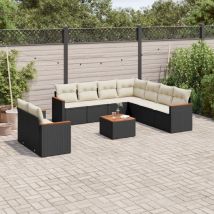 10-tlg. Garten-sofagarnitur Mit Kissen Schwarz Poly Rattan Vidaxl