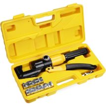 Shmshng - 10 Tonnen Hydraulisches Crimper-Set mit 9 Matrizen, Hydraulisches Crimpwerkzeug, Ratschen-Anschlussklemmen-Crimpzange für 4-70 mm² Kabel