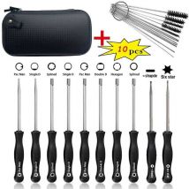 Fuhuida Trading - 10 tournevis pour réglage de carburateurs de petits moteurs à 2 temps de tronçonneuses/rotofils/etc. avec trousse, brosse et kit