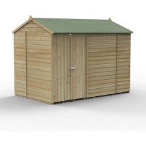 10' x 6' Forest Beckwood 25yr Guarantee Shiplap Windowless Double Door Reverse Apex Wooden Shed - Natural Timber