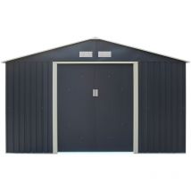 Carlton - 10 x 8 (3.21m x 2.41m) Double Door Metal Apex Shed - Dark Grey