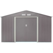 Carlton - 10 x 8 (3.21m x 2.41m) Double Door Metal Apex Shed - Light Grey