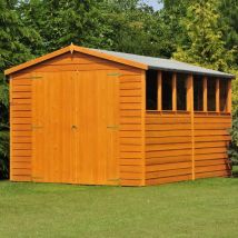 Shire - 12 x 8 Overlap Shed with Double Doors - Honey Brown