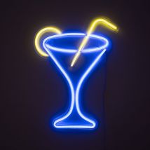 Blue Cocktail Glass Shaped Neon Wall Light LED Sign Bar Pub Party Decoration Décor Night Lamp Garden Shed Lighting