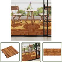 10 x Fliese aus Akazienholz 30 x 30 cm vertikales Muster - Gartenfliesen - Holzterrasse - Akazienholz - Outdoor Dekoration - Rutschfeste Fliesen