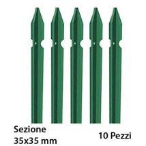 Palo paletto plastificato cm 250 sezione 35 x 35 mm spessore 0,3 colore verde ricavato da profilo a t