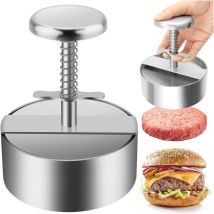 Presse à hamburger en acier inoxydable, avec bouton à ressort, pour steaks hachés, sushis, pommes de terre, fêtes, gris, 11,5 x 14 cm