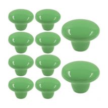 Petites Ecrevisses - 10 Stück Keramik Möbelknöpfe Rund Schrankknöpfe mit Schrauben 32mm Knöpfe Single Loch Pull Griff für Schublade Kommode Schrank