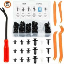 100 Stück Auto-Halteklammern, Nieten-Kunststoff-Autoklammern, Auto-Befestigungsclip und 4 Stück Auto-Entfernungswerkzeuge mit 1 Stück