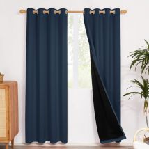 100% Blackout Curtains with Eyelets, Thermal Insulated Blackout Curtains, Decorative Curtains Living Room and Bedroom Drapes, 2 Pieces, 135x240 cm,