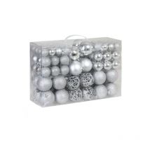 100 Boules de Noël Argentées pour décorer votre sapin - Argent