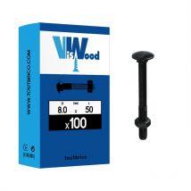 100 boulons trcc 8 x 50mm zingué noir Viswood