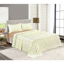 Kampala Hill - 100% Brushed Cotton Flannelette Sheet Set - Fitted Sheet, Flat Sheet, Pillow Cases Cream King