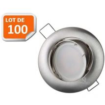 100 collerettes supports encastrables orientables aluminium spot LED rond alu brossé - Diametre 81mm - Trou de perçage 74mm