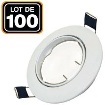 100 Schwenkbare Einbaurahmen LED-Spot rund weiß - Durchmesser 90mm - Bohrloch 65mm