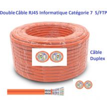 100 m Double Câble d'installation rj 45 informatique catégorie 7 s/ftp - 2 x 4 paires