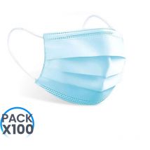 Paquet de 100 masques hygiéniques non réutilisables Bleu O91