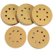 Pack of 100 sanding discs, 125 mm, with Velcro fastening, grain 60, 80, 120, 150, 220, 8 holes, assorted for eccentric sanders