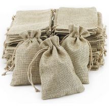 Cyslmuk - 100 pcs Sac Jute, Petite Pochette Tissu , Pochette Lin 100 pcs , Sac De Toile De Jute Pochon Dragees Sachet Lavande Mariage Petit Sachet