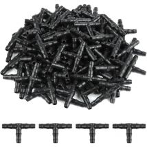 100 Pcs Tee Raccord de Tuyau 4/7mm- t Raccord Connecteur pvc d'arrosage Buse d'atomisation Goutte à Goutte Micro Spray Irrigation Joint pour Tuyau