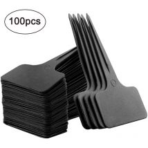Jormftte - 100 pcs Étiquettes de Plantes en Plastique Étanche Pépinière T-Type Étiquettes de Jardin Marqueurs de Plantes Noires 2.36 'x 3.94'