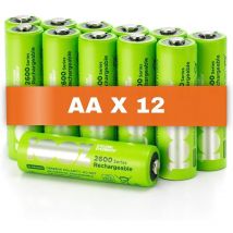 Peakpower - 100% 12 x Pilas Recargables aa 2600 Series Capacidad mínima garantizada 2300 mAh NiMH Pilas aa recargables