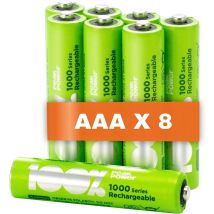 100% PeakPower 8 x Pilas Recargables AAA 800 mAh NiMH Pilas AAA Recargables