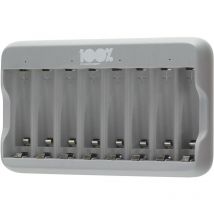 Peakpower - 100% Cargador de batería aa aaa con 8 Ranuras de Carga, Cargador de batería NiMH usb y Temporizador de Seguridad