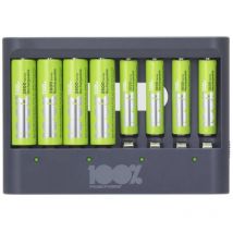 Peakpower - 100% Cargador de Pilas aaa y aa Super Rápido 2-6 Horas - Incluye 8 Pilas Recargables aa de 2300 mAh, 4 Pilas Recargables aaa 800 mAh, 2