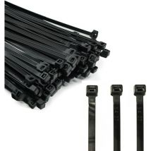 100 pièces d'attaches de câble professionnelles 100 x 2,5 mm Poignée d'attache de câble couleur noire, résistante à la température