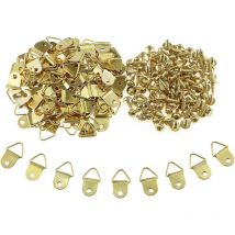 Héloise - 100 Pieces Picture Hangers with 100 Pieces Screws, Small Triangle Ring, Light Duty d Rings for Clock, Decoration, Mirror, Paintings,