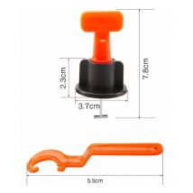 Vuszr - 100 pièces positionneur de nivellement de carrelage orange + clé de réglage outil d'aide au carrelage niveleur de positionnement adapté à la