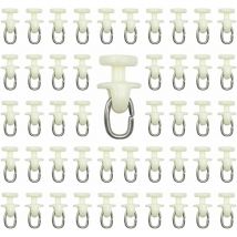 100 pièces Rouleaux de Rail de Rideau-(Blanc) Rail intérieur Crochet de Rideau Rail Glisseur Rail,Rideau Poulie à Rideaux en Plastique