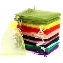 100 Pièces Sachet Organza, Sachets Pochettes Cadeau En Organza Avec Rubans Pour Les Cadeaux De Noël, Bijoux, Dragée Bonbonnière Cadeau Faveur Fêtes De