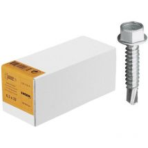 E-Normpro – Bohrschraube DIN 7504 ST galvanisch verzinkt 4,8 x 25 mm – Blechschraubengewinde – Sechskantkopf mit Bund