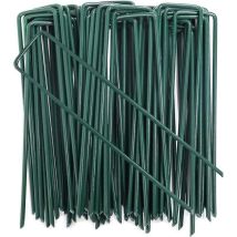 Aamunpa - 100 Stück Garten-Erdnägel, U-förmige Rasenklammern für Unkrautvlies, feuerverzinkt (3 x 150 x 25 mm)
