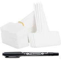 100 Stück Gartenaußenschilder Aus Kunststoff In T-form, Pflanzenmarkierungen Für Gemüsebeete Mit Wasserfestem Stift, Wiederverwendbare Etikettierung 